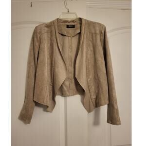 Reset Beige Faux Suede Open Front Jacket L Neutral
